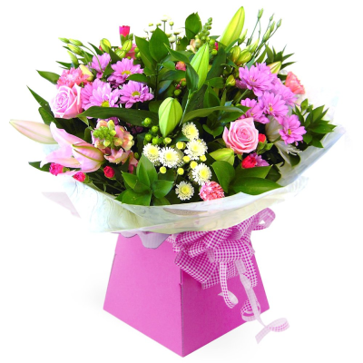 Ashleigh - A budding delight, complimented by greenery and presented in a gift box/bag. Beautiful flower bouquet hand delivered by the local florist.  Ashleigh - A budding delight, complimented by greenery and presented in a gift box/bag. Beautiful flower bouquet hand delivered by the local florist.
