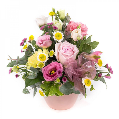 Pot of Happiness - A small but choice selection of flowers arranged in a petite container.
 Pot of Happiness - A small but choice selection of flowers arranged in a petite container.
