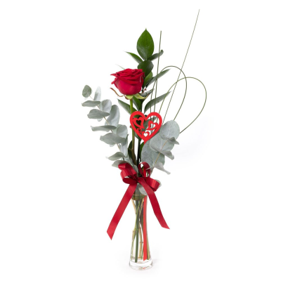 A Little Treasure - Leave a lasting impression with this single red rose, presented in a glass vase.  A Little Treasure - Leave a lasting impression with this single red rose, presented in a glass vase.