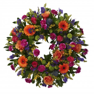 Wreath SYM-317 - A classic wreath arranged using mixed flowers.
 Wreath SYM-317 - A classic wreath arranged using mixed flowers.