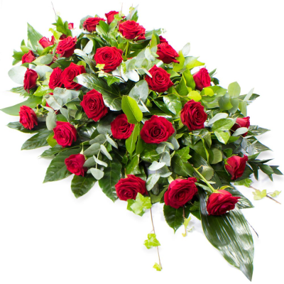 Single Ended Spray SYM-305 - This single ended spray is made using symbolic red roses for the perfect loving tribute. Same day delivery may not be possible on this design – please contact us to discuss your requirements.
 Single Ended Spray SYM-305 - This single ended spray is made using symbolic red roses for the perfect loving tribute. Same day delivery may not be possible on this design – please contact us to discuss your requirements.