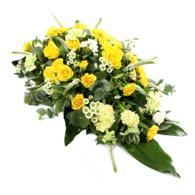 Single Ended Spray SYM-302 - This single ended spray is made using a mix of fresh yellow and white flowers. Same day delivery may not be possible on this design – please contact us to discuss your requirements.
 Single Ended Spray SYM-302 - This single ended spray is made using a mix of fresh yellow and white flowers. Same day delivery may not be possible on this design – please contact us to discuss your requirements.
