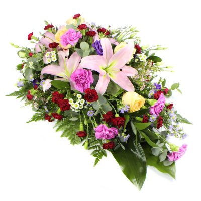 Single Ended Spray SYM-307 - This single ended spray is made using a selection of mixed colour flowers, specifically chosen by our florists. Same day delivery may not be possible on this design – please contact us to discuss your requirements.
 Single Ended Spray SYM-307 - This single ended spray is made using a selection of mixed colour flowers, specifically chosen by our florists. Same day delivery may not be possible on this design – please contact us to discuss your requirements.