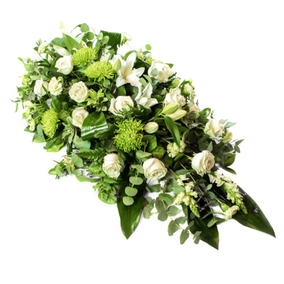 Double Ended Spray SYM-313 - This all white and green double ended spray is lovingly made to order by our skilled in-house florists.
 Double Ended Spray SYM-313 - This all white and green double ended spray is lovingly made to order by our skilled in-house florists.